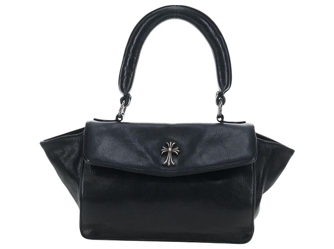 Borsa a mano Chrome Hearts CH Cross in pelle nera e argento Auth 187617SM Nero - vista 13