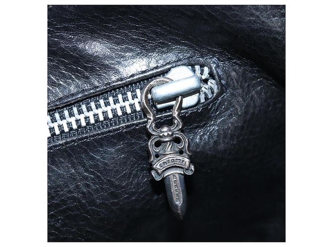 Borsa a mano Chrome Hearts CH Cross in pelle nera e argento Auth 187617SM Nero - vista 22