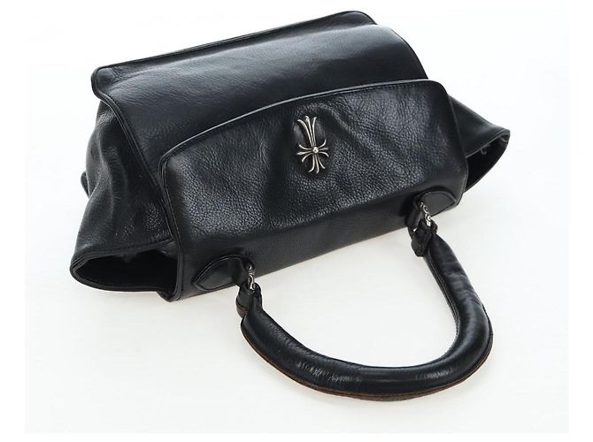 Borsa a mano Chrome Hearts CH Cross in pelle nera e argento Auth 187617SM Nero - vista 6