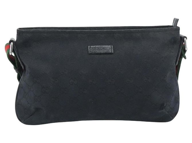 Borsa a tracolla GUCCI GG Canvas Nero Argento 189749 Auth 196176 - vista 13