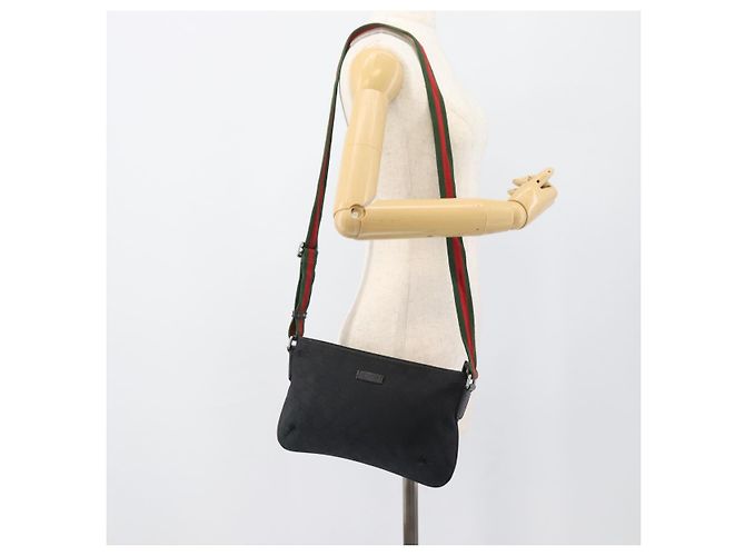 Borsa a tracolla GUCCI GG Canvas Nero Argento 189749 Auth 196176 - vista 24