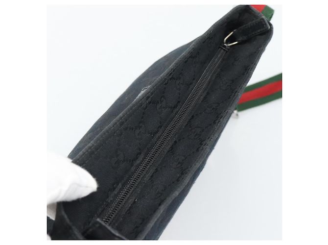 Borsa a tracolla GUCCI GG Canvas Nero Argento 189749 Auth 196176 - vista 6