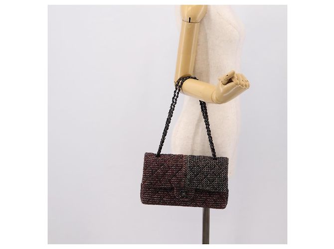 Borsa a tracolla CHANEL Chain Matelasse25 in Tweed Multicolor CC Auth 195503SAM Multicolore - vista 27
