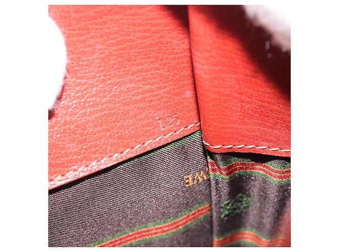 Bolsa de Ombro LOEWE Velazquez em Couro Vermelho com Detalhes Dourados Auth 196086 - vista 12