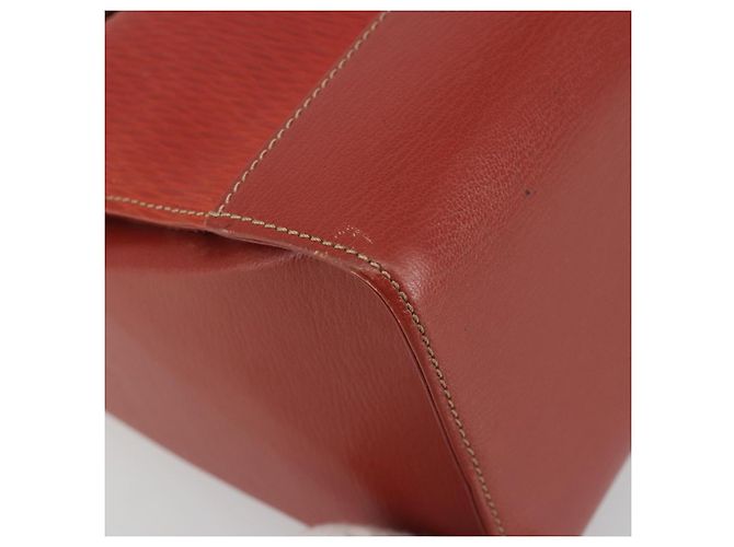 Bolsa de Ombro LOEWE Velazquez em Couro Vermelho com Detalhes Dourados Auth 196086 - vista 14