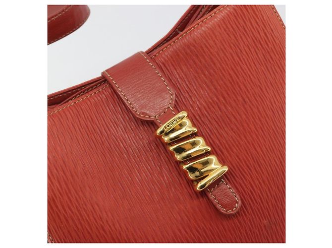 Bolsa de Ombro LOEWE Velazquez em Couro Vermelho com Detalhes Dourados Auth 196086 - vista 17