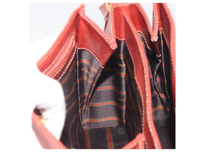 Bolsa de Ombro LOEWE Velazquez em Couro Vermelho com Detalhes Dourados Auth 196086 - vista 18