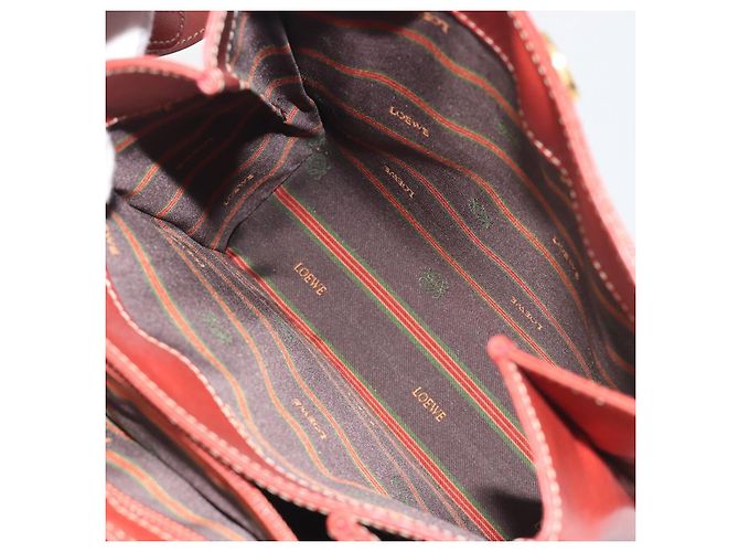 Bolsa de Ombro LOEWE Velazquez em Couro Vermelho com Detalhes Dourados Auth 196086 - vista 22