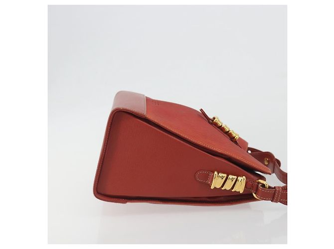 Bolsa de Ombro LOEWE Velazquez em Couro Vermelho com Detalhes Dourados Auth 196086 - vista 3