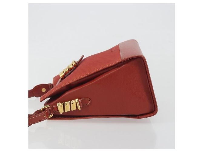 Bolsa de Ombro LOEWE Velazquez em Couro Vermelho com Detalhes Dourados Auth 196086 - vista 4