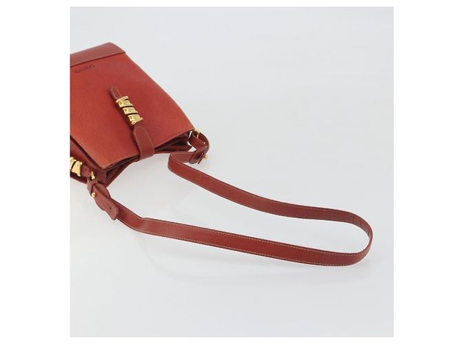 Bolsa de Ombro LOEWE Velazquez em Couro Vermelho com Detalhes Dourados Auth 196086 - vista 7