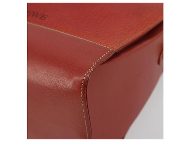 Bolsa de Ombro LOEWE Velazquez em Couro Vermelho com Detalhes Dourados Auth 196086 - vista 9