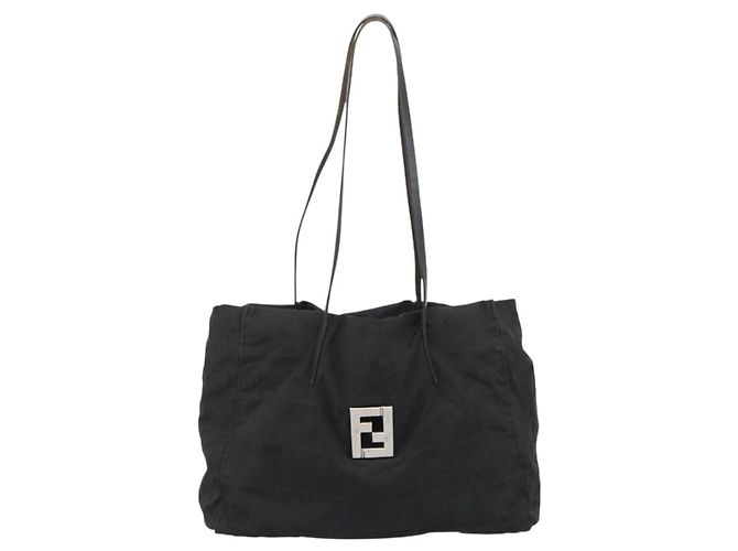 FENDI Zucca Canvas Tote Bag Schwarz Silber Auth 194305 - Ansicht 13