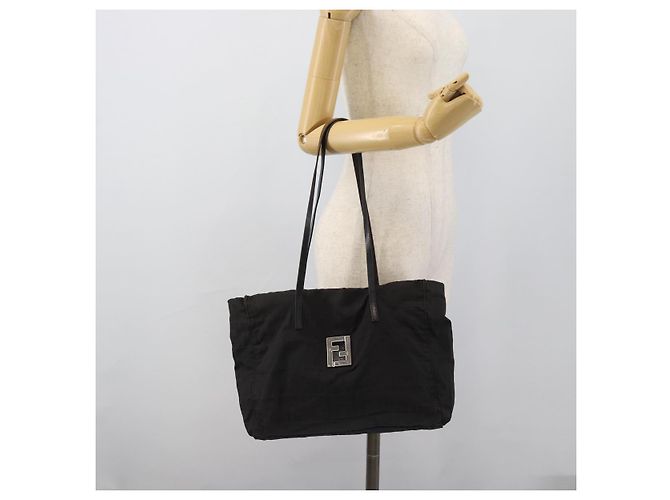 FENDI Zucca Canvas Tote Bag Schwarz Silber Auth 194305 - Ansicht 21