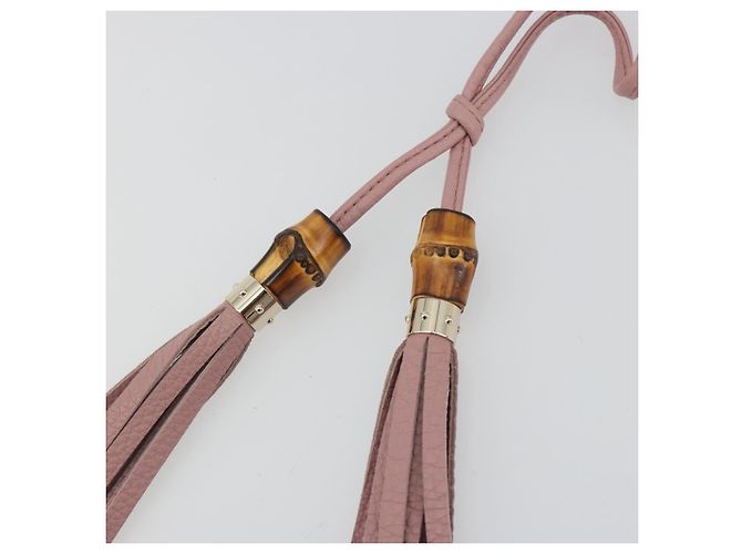 GUCCI Bamboo Charm Leather Pink Gold Auth bs36738A Rosa D'oro - vista 10