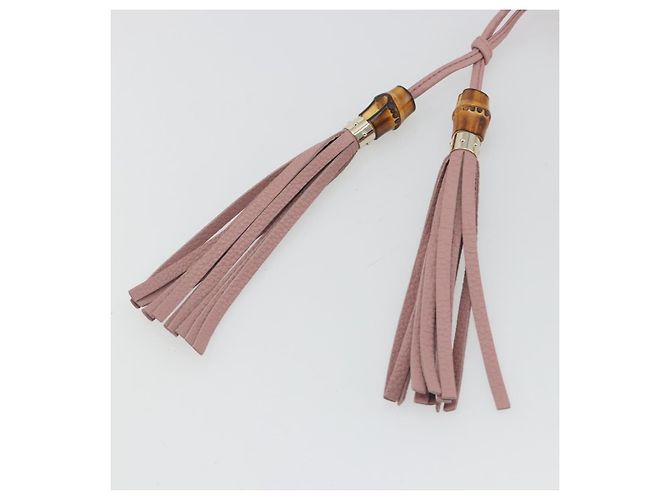 GUCCI Bamboo Charm Leather Pink Gold Auth bs36738A Rosa D'oro - vista 11