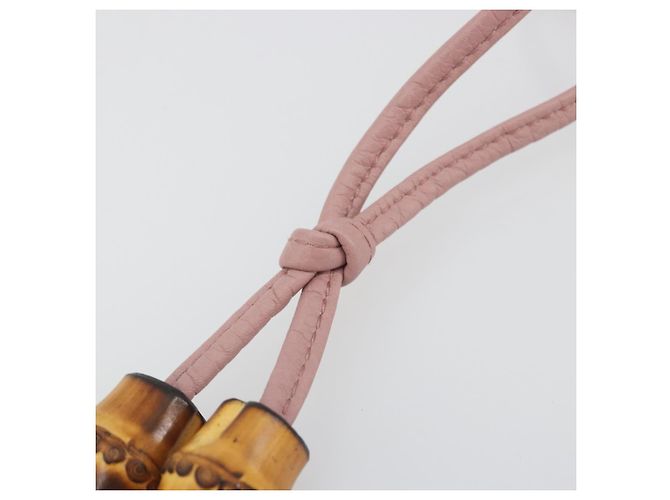 GUCCI Bamboo Charm Leather Pink Gold Auth bs36738A Rosa D'oro - vista 13