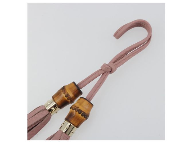 GUCCI Bamboo Charm Leather Pink Gold Auth bs36738A Rosa D'oro - vista 4