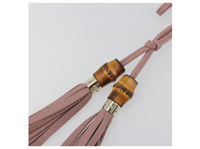 GUCCI Bamboo Charm Leather Pink Gold Auth bs36738A Rosa D'oro - vista 5