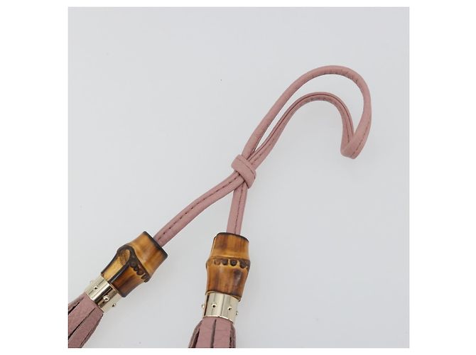 GUCCI Bamboo Charm Leather Pink Gold Auth bs36738A Rosa D'oro - vista 9