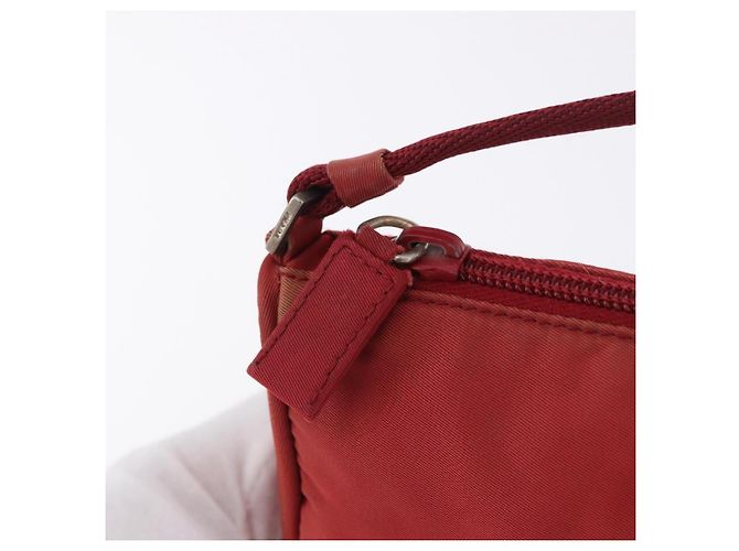 PRADA Accessory Pouch Nylon Red Silver Auth 195521A Silvery - view 10