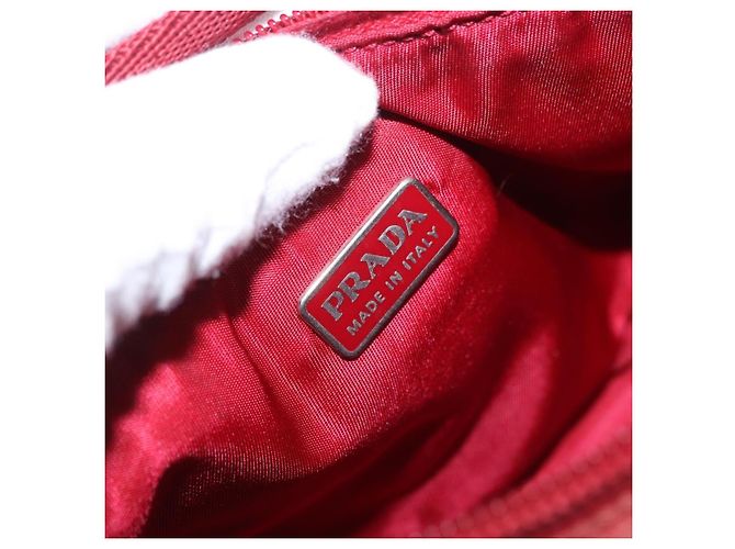PRADA Accessory Pouch Nylon Red Silver Auth 195521A Silvery - view 18