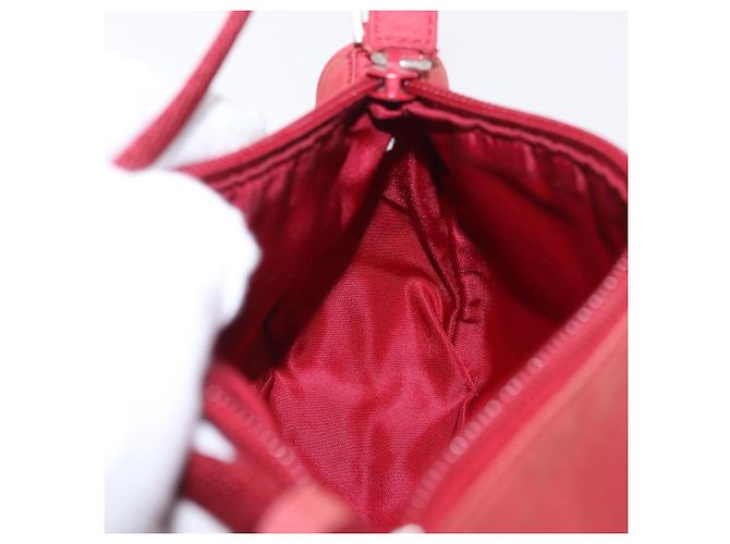 PRADA Accessory Pouch Nylon Red Silver Auth 195521A Silvery - view 19