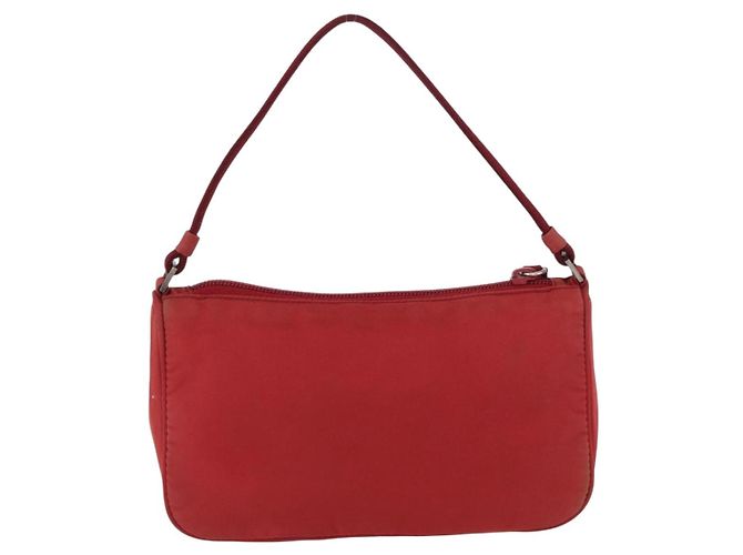 PRADA Accessory Pouch Nylon Red Silver Auth 195521A Silvery - view 2