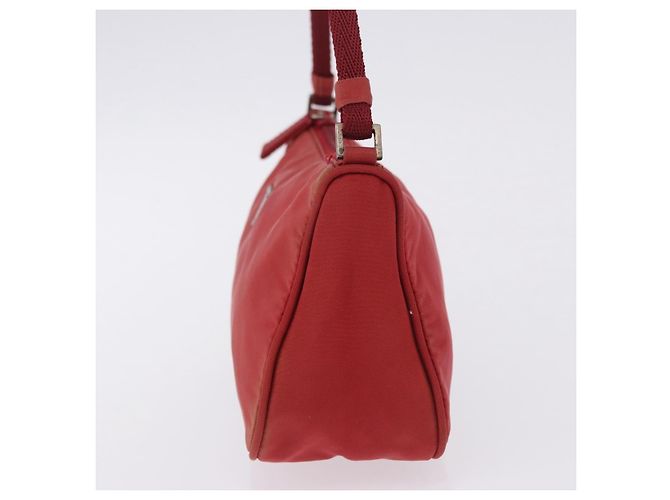 PRADA Accessory Pouch Nylon Red Silver Auth 195521A Silvery - view 3