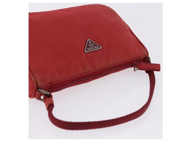 PRADA Accessory Pouch Nylon Red Silver Auth 195521A Silvery - view 6