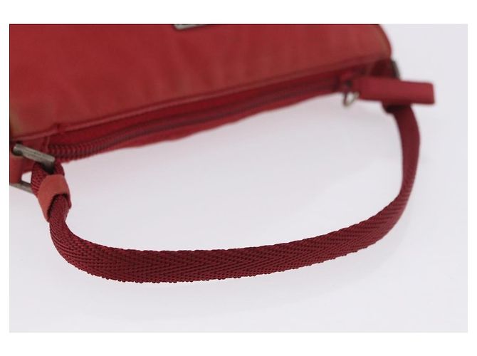 PRADA Accessory Pouch Nylon Red Silver Auth 195521A Silvery - view 7