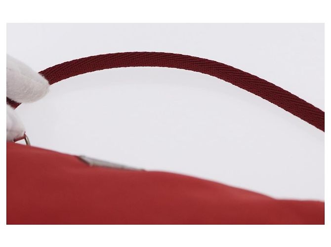 PRADA Accessory Pouch Nylon Red Silver Auth 195521A Silvery - view 8