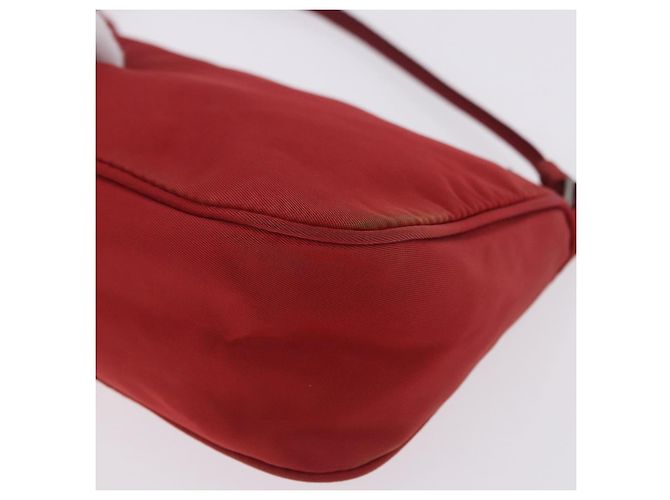 PRADA Accessory Pouch Nylon Red Silver Auth 195521A Silvery - view 9