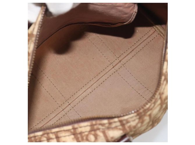 Borsa Boston Christian Dior Trotter Canvas Beige Oro Auth 186961 D'oro - vista 11