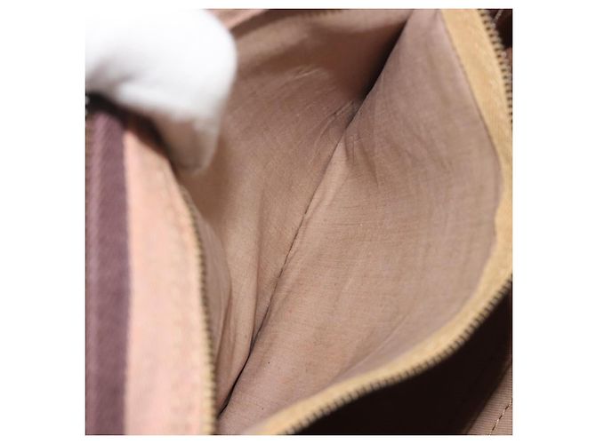 Borsa Boston Christian Dior Trotter Canvas Beige Oro Auth 186961 D'oro - vista 12