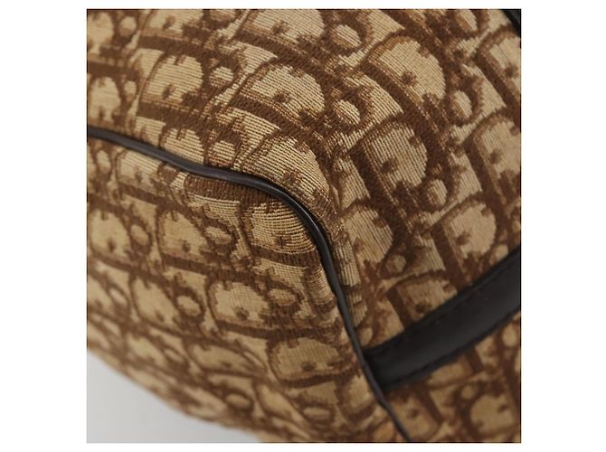 Borsa Boston Christian Dior Trotter Canvas Beige Oro Auth 186961 D'oro - vista 15