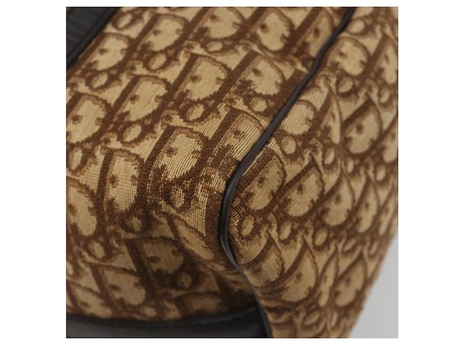 Borsa Boston Christian Dior Trotter Canvas Beige Oro Auth 186961 D'oro - vista 16