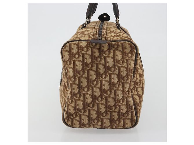 Borsa Boston Christian Dior Trotter Canvas Beige Oro Auth 186961 D'oro - vista 3