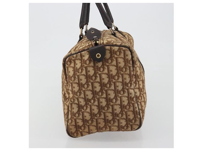 Borsa Boston Christian Dior Trotter Canvas Beige Oro Auth 186961 D'oro - vista 4