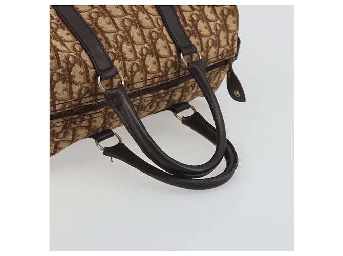 Borsa Boston Christian Dior Trotter Canvas Beige Oro Auth 186961 D'oro - vista 7