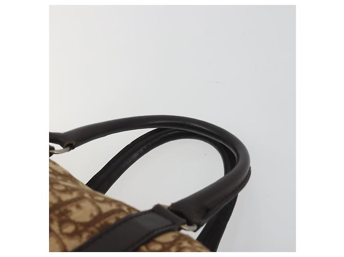 Borsa Boston Christian Dior Trotter Canvas Beige Oro Auth 186961 D'oro - vista 8