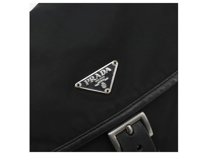 Borsa a Tracolla PRADA Nylon Nero Argento Auth 194350A - vista 19