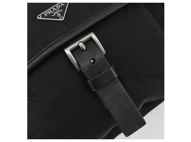 Borsa a Tracolla PRADA Nylon Nero Argento Auth 194350A - vista 20