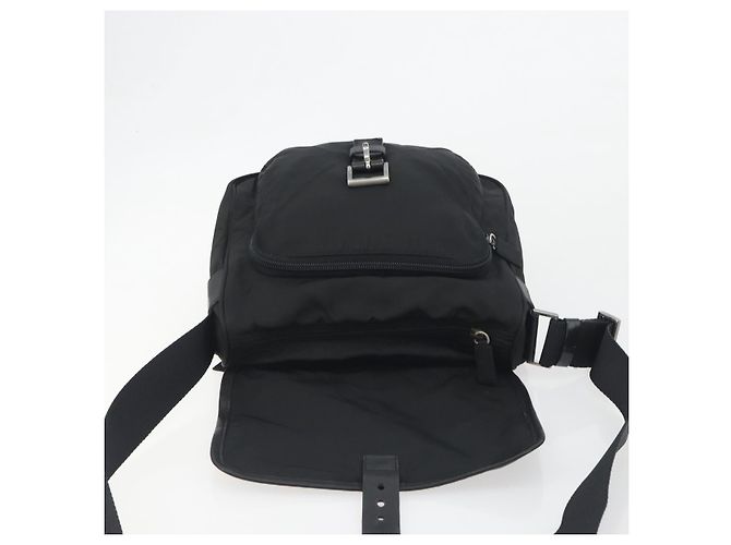 Borsa a Tracolla PRADA Nylon Nero Argento Auth 194350A - vista 21