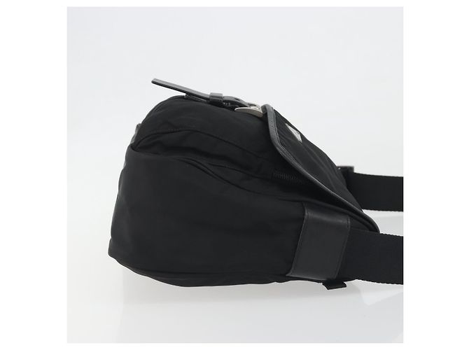 Borsa a Tracolla PRADA Nylon Nero Argento Auth 194350A - vista 3