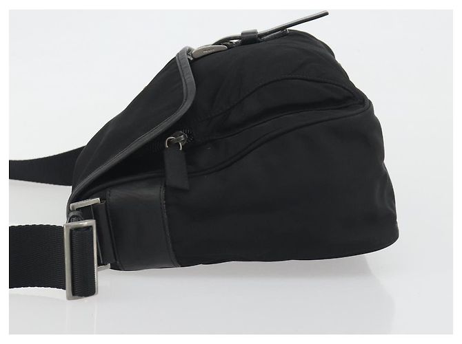 Borsa a Tracolla PRADA Nylon Nero Argento Auth 194350A - vista 4