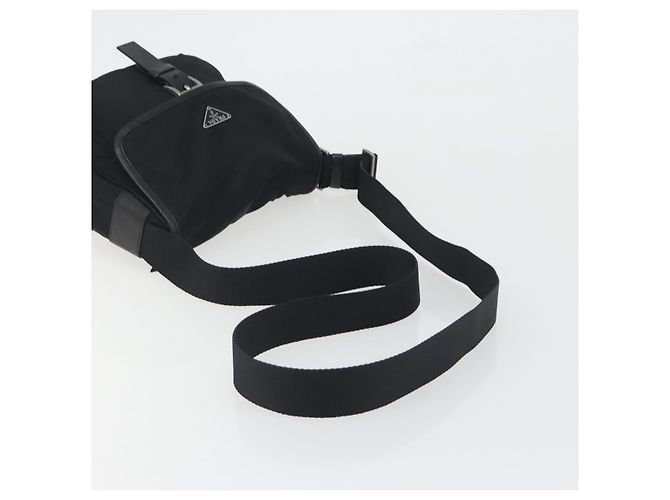 Borsa a Tracolla PRADA Nylon Nero Argento Auth 194350A - vista 7