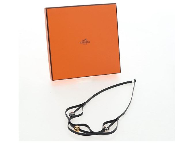 Hermès Collana HERMES Pelle Nera Auth 195933V Nero - vista 12
