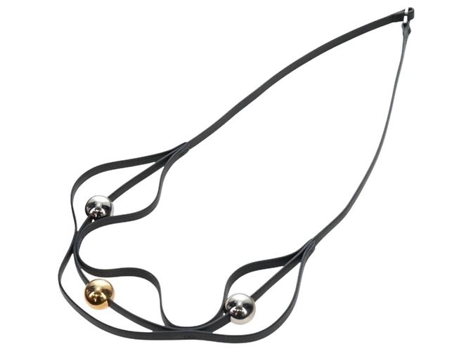 Hermès Collana HERMES Pelle Nera Auth 195933V Nero - vista 13
