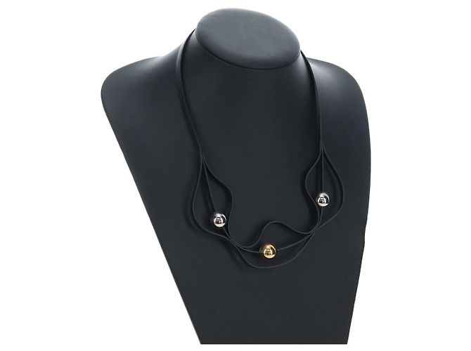 Hermès Collana HERMES Pelle Nera Auth 195933V Nero - vista 15